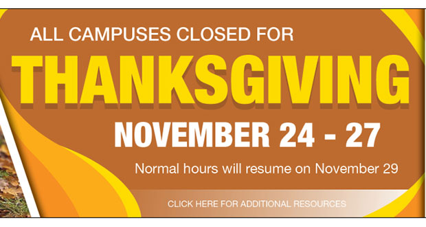 College Closed for Thanksgiving Holiday