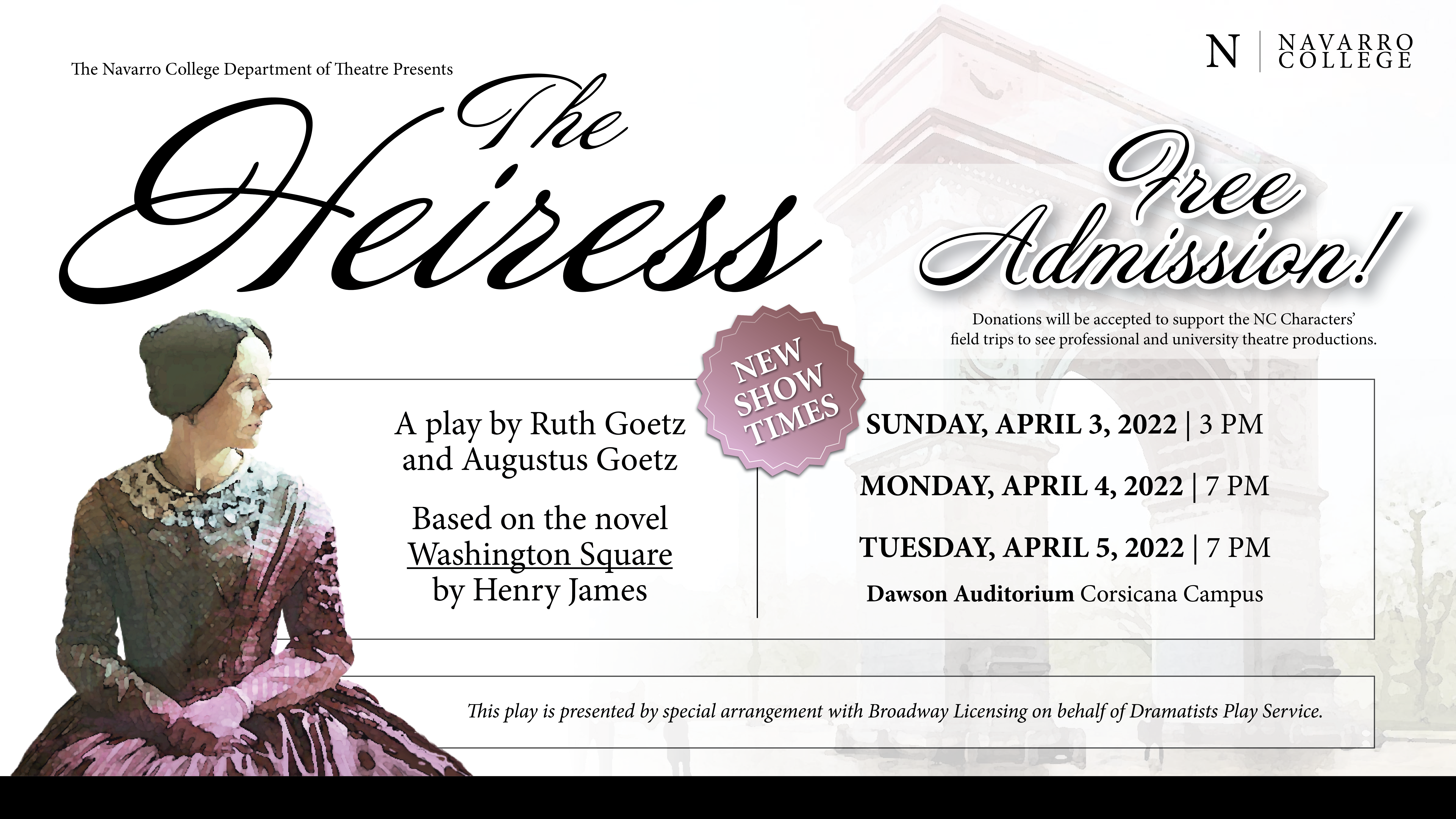 The Heiress - New Show Dates